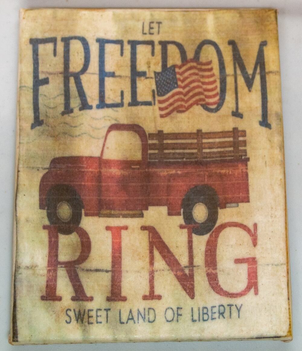 4th of July Independence Day Patriotic Wall Decor Vintage Red Truck Canvas Sign